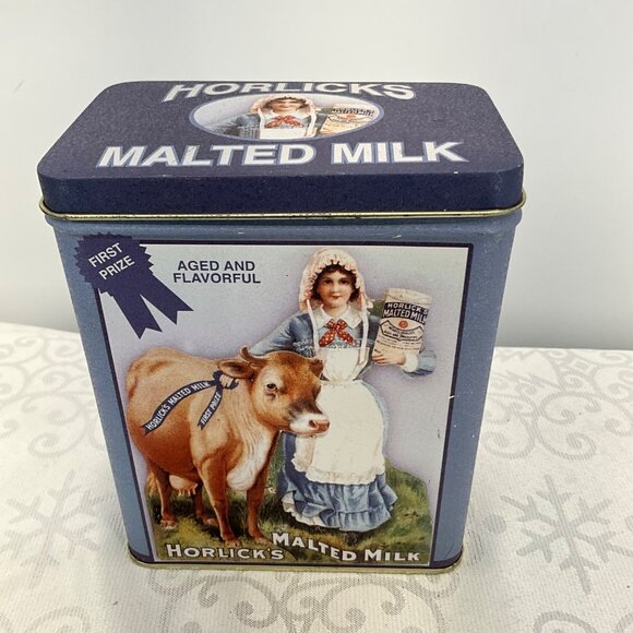 Vintage Horlicks Malted Milk Collectible Tin Storage Container With Classic Dair - Picture 1 of 7